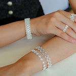 Lace Pattern Diamond Open Bangle - floysun