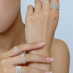 Lace Pattern Diamond Open Ring - floysun