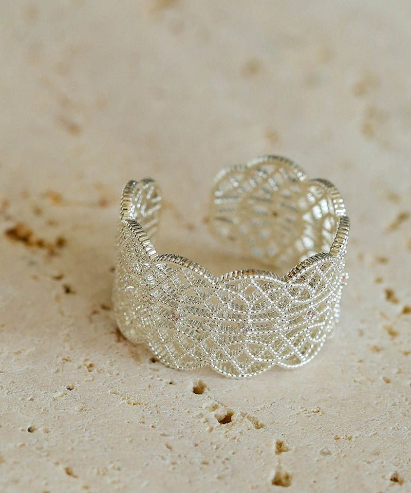 Lace Pattern Diamond Open Ring - floysun