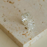 Lace Pattern Diamond Open Ring - floysun