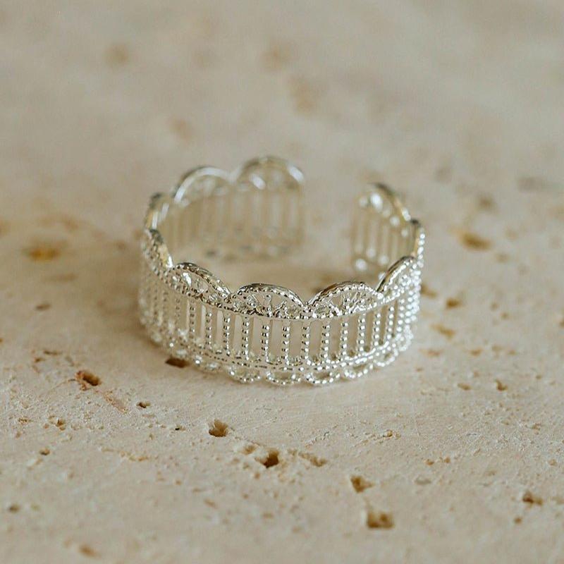 Lace Pattern Diamond Open Ring - floysun