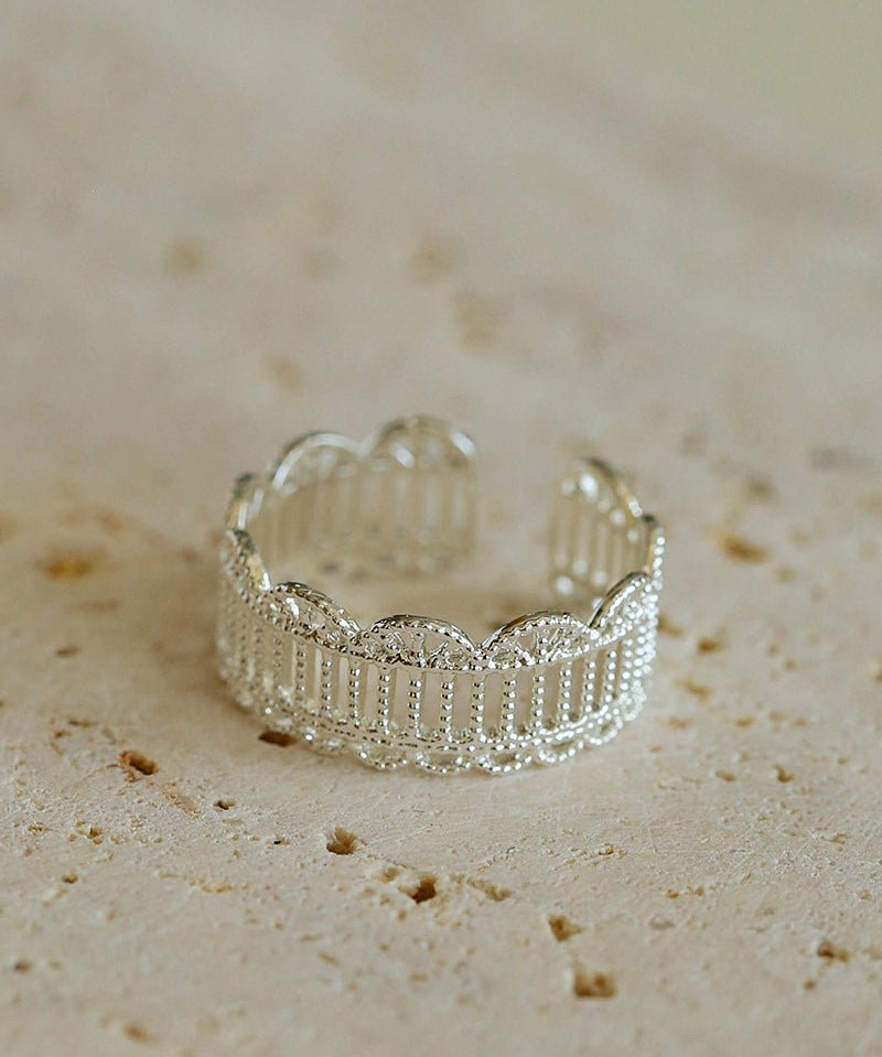 Lace Pattern Diamond Open Ring - floysun