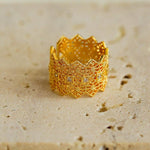 Lace Pattern Diamond Open Ring - floysun