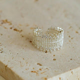 Lace Pattern Diamond Open Ring - floysun