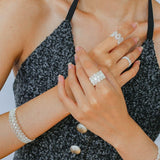 Lace Pattern Diamond Open Ring - floysun