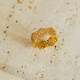 Lace Pattern Diamond Open Ring - floysun