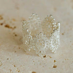 Lace Pattern Diamond Open Ring - floysun