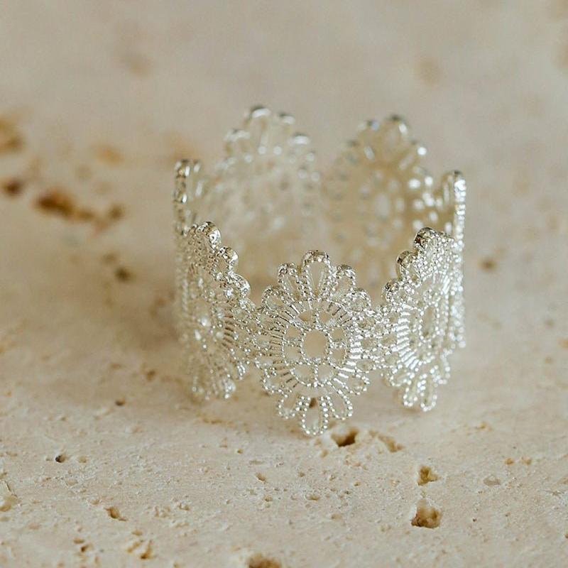 Lace Pattern Diamond Open Ring - floysun