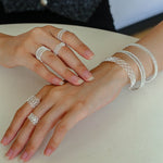 Lace Pattern Diamond Open Ring - floysun