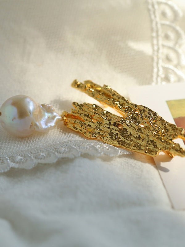 Landscape Lava Series Large Baroque Pearl Brooch - floysun