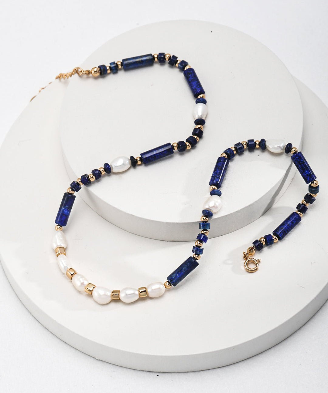 Lapis and Pearl Beaded Necklace - floysun