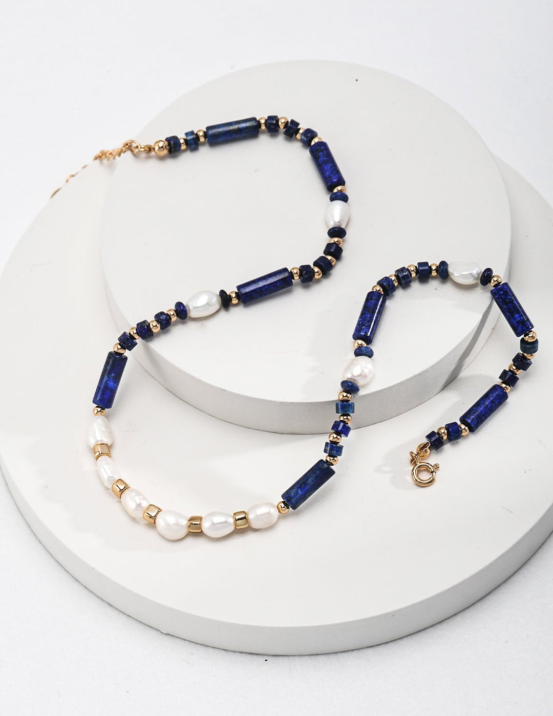 Lapis and Pearl Beaded Necklace - floysun