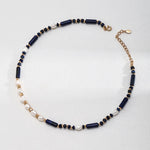 Lapis and Pearl Beaded Necklace - floysun