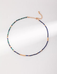 Lapis Lazuli Broken Gold Bead Necklaces - floysun