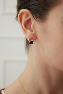 Lapis Lazuli / Malachite Minimalist Earrings - floysun