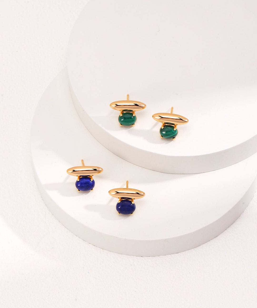 Lapis Lazuli / Malachite Minimalist Earrings - floysun