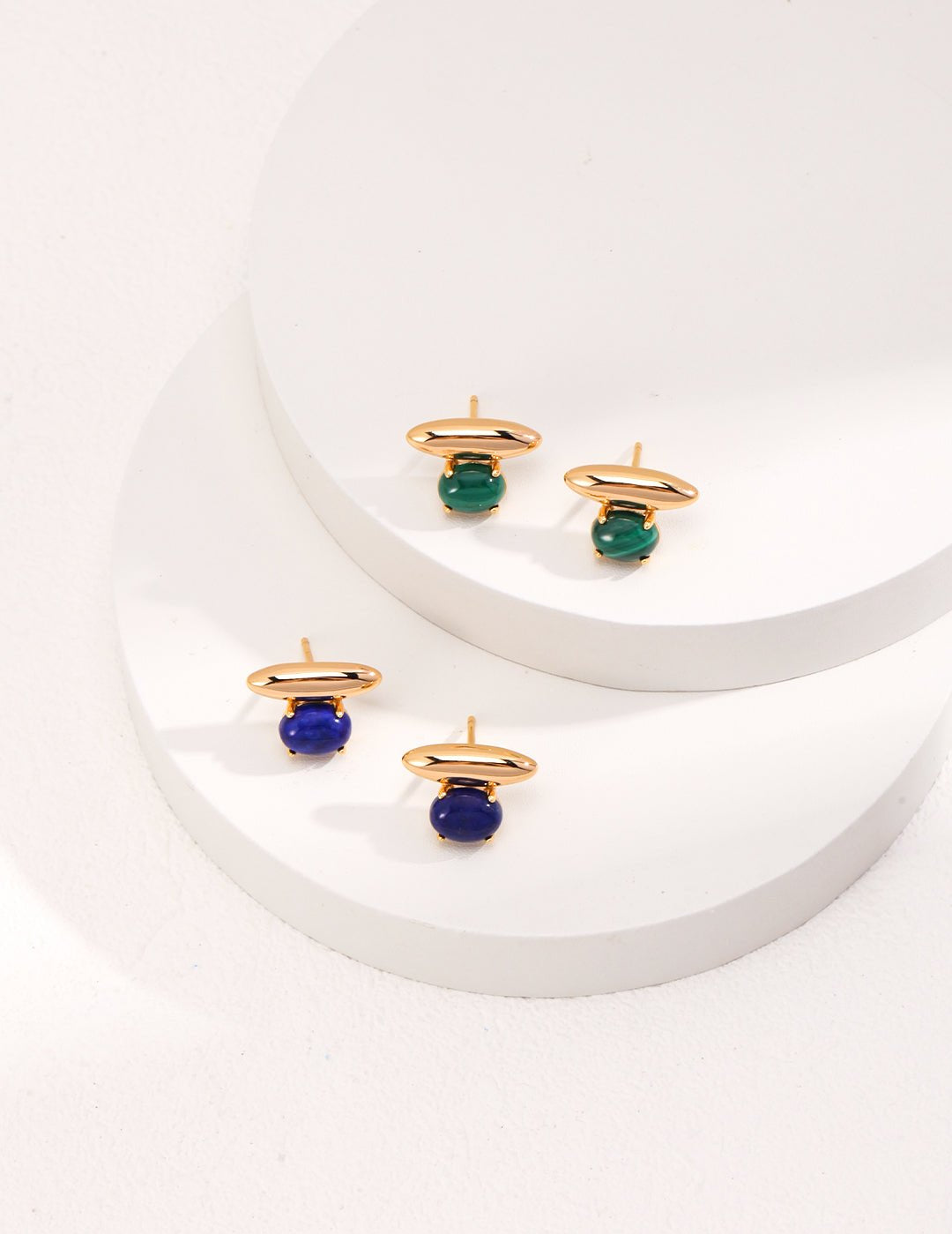 Lapis Lazuli / Malachite Minimalist Earrings - floysun