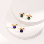 Lapis Lazuli / Malachite Minimalist Earrings - floysun