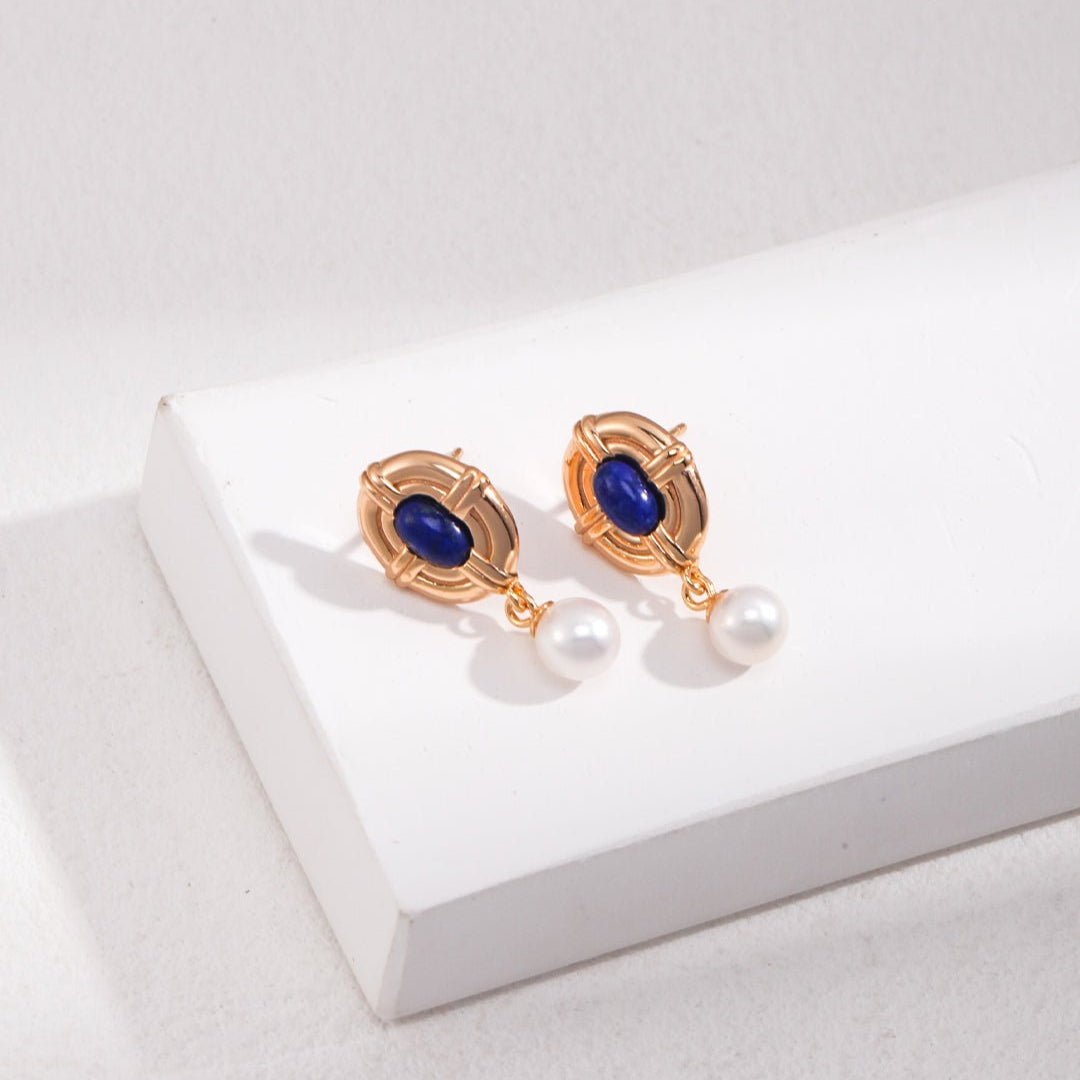 Lapis Lazuli Pearl Earrings - floysun