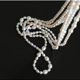 Large and Small Pearls Spliced Extra Long Pearl Necklace - Large Pearl Style - floysun