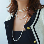 Large and Small Pearls Spliced Extra Long Pearl Necklace - Large Pearl Style - floysun