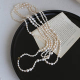 Large and Small Pearls Spliced Extra Long Pearl Necklace - Large Pearl Style - floysun