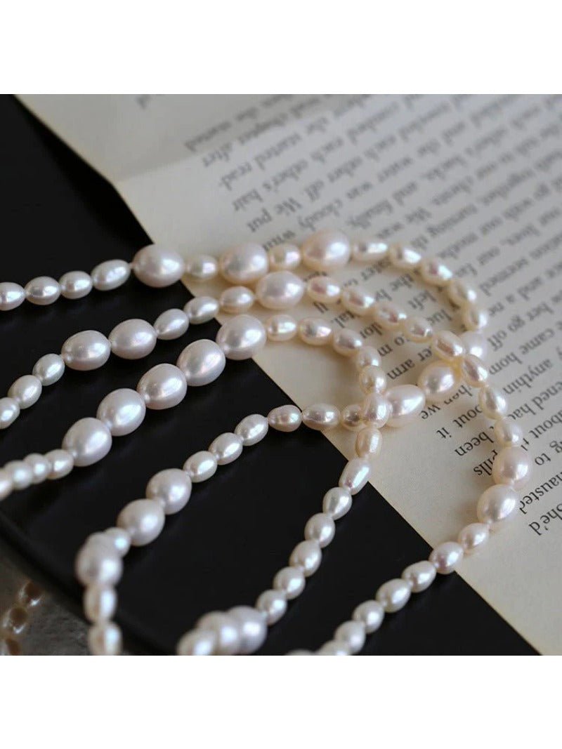 Large and Small Pearls Spliced Extra Long Pearl Necklace - Large Pearl Style - floysun