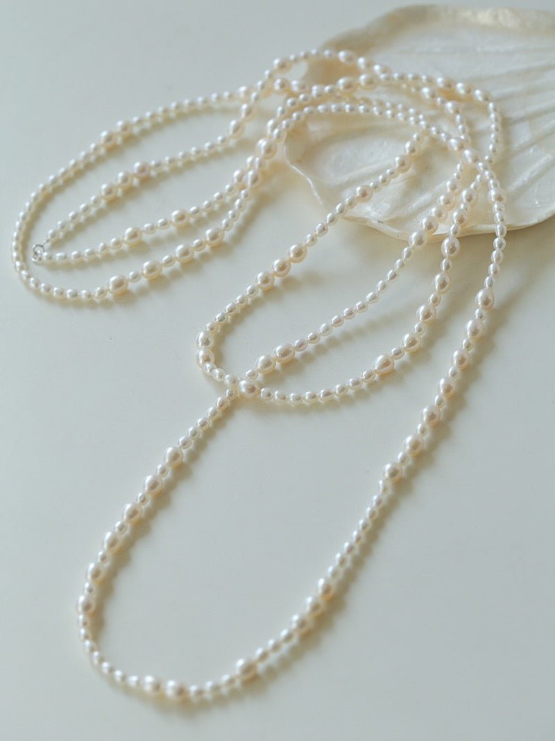 Large and Small Pearls Spliced Extra Long Pearl Necklace-Large Pearl Style - floysun