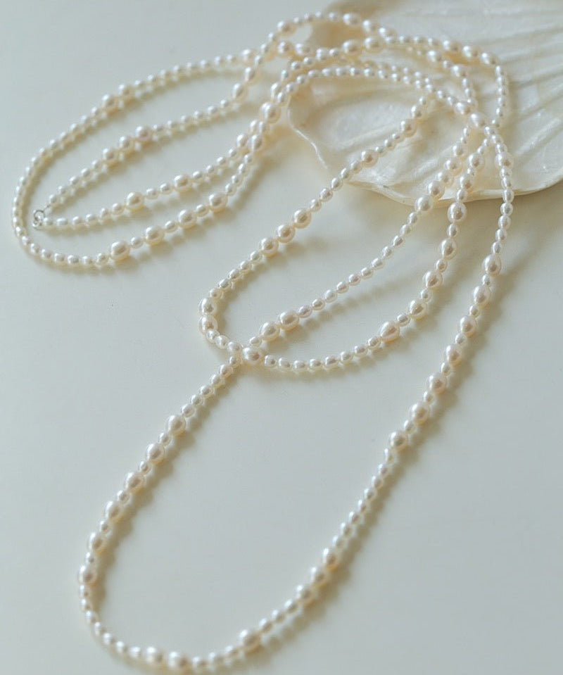 Large and Small Pearls Spliced Extra Long Pearl Necklace-Large Pearl Style - floysun