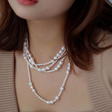 Large and Small Pearls Spliced Extra Long Pearl Necklace - Small Pearl Style - floysun