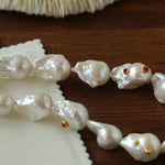 Large Baroque Colored Diamond Pearl Necklace - floysun