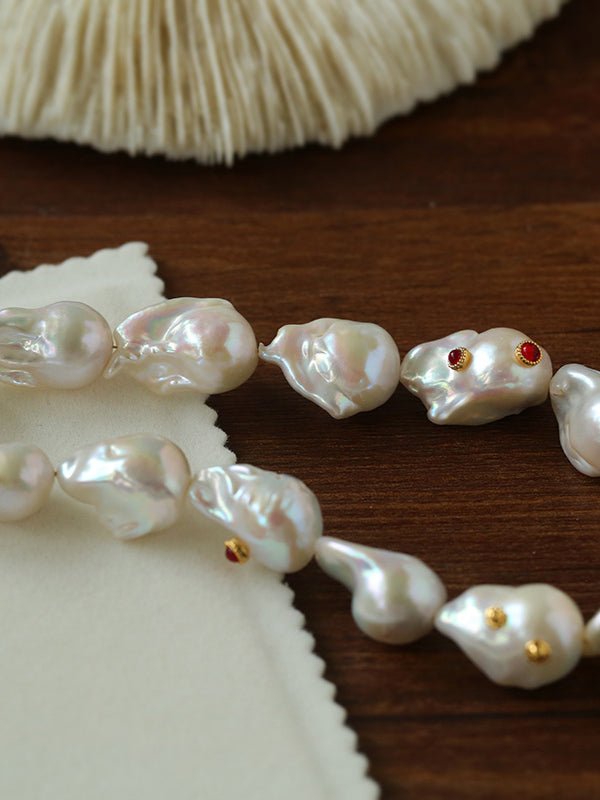 Large Baroque Colored Diamond Pearl Necklace - floysun