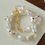 Large Baroque Colored Diamond Pearl Necklace - floysun