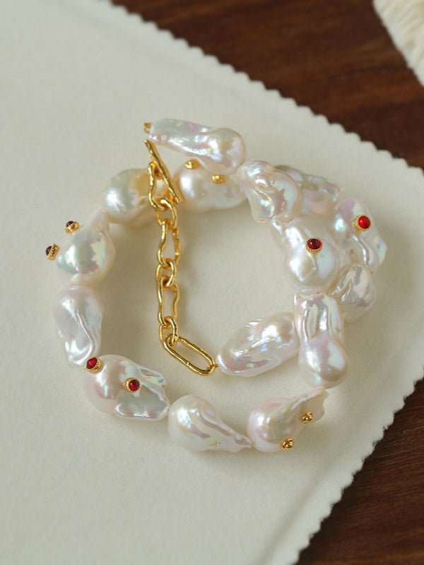 Large Baroque Colored Diamond Pearl Necklace - floysun