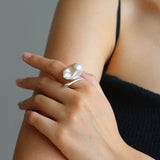 Large Baroque Pearl Open Ring - floysun