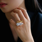 Large Baroque Pearl Open Ring - floysun