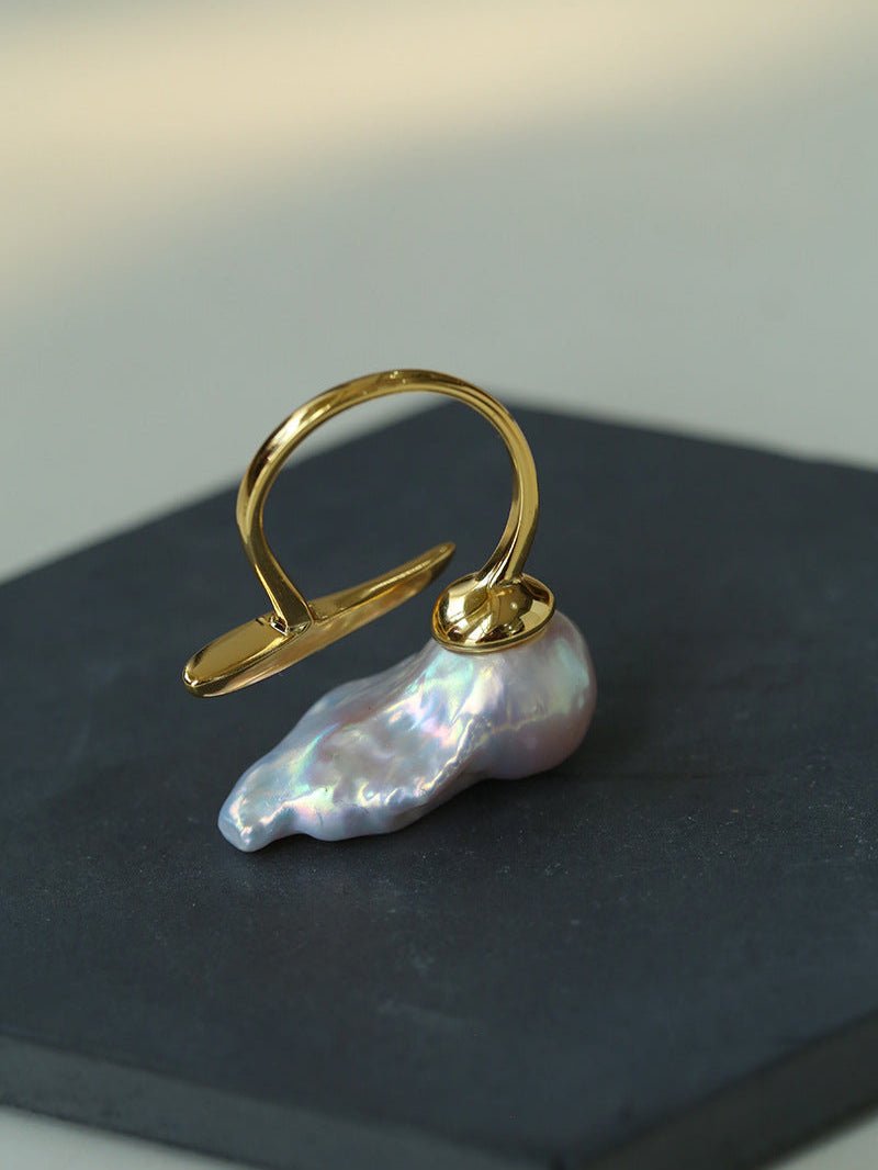 Large Baroque Pearl Open Ring - floysun