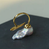 Large Baroque Pearl Open Ring - floysun