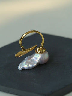 Large Baroque Pearl Open Ring - floysun