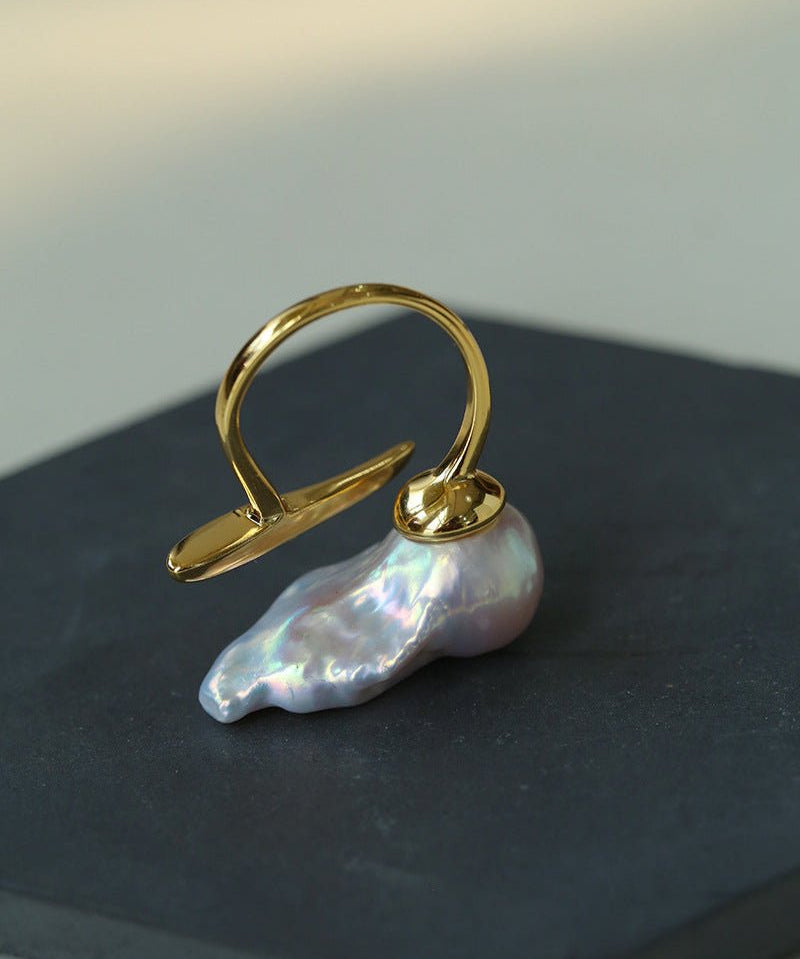 Large Baroque Pearl Open Ring - floysun