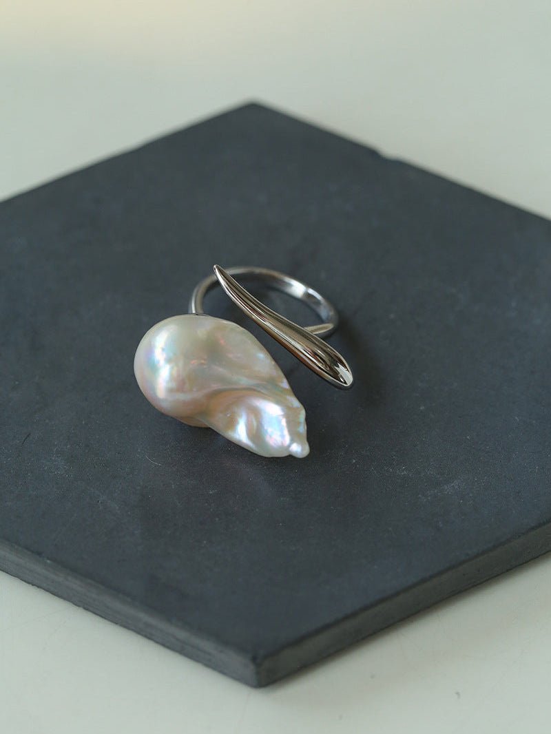 Large Baroque Pearl Open Ring - floysun