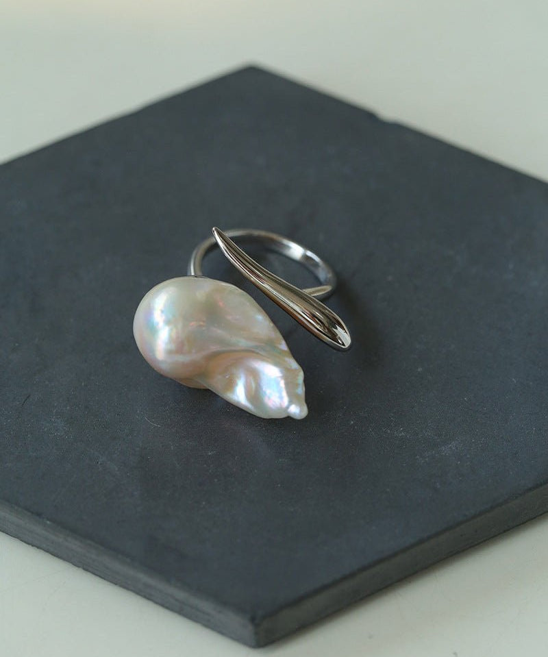 Large Baroque Pearl Open Ring - floysun