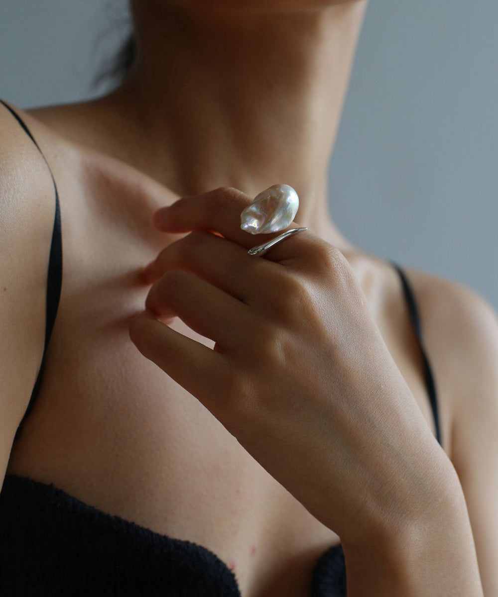 Large Baroque Pearl Open Ring - floysun