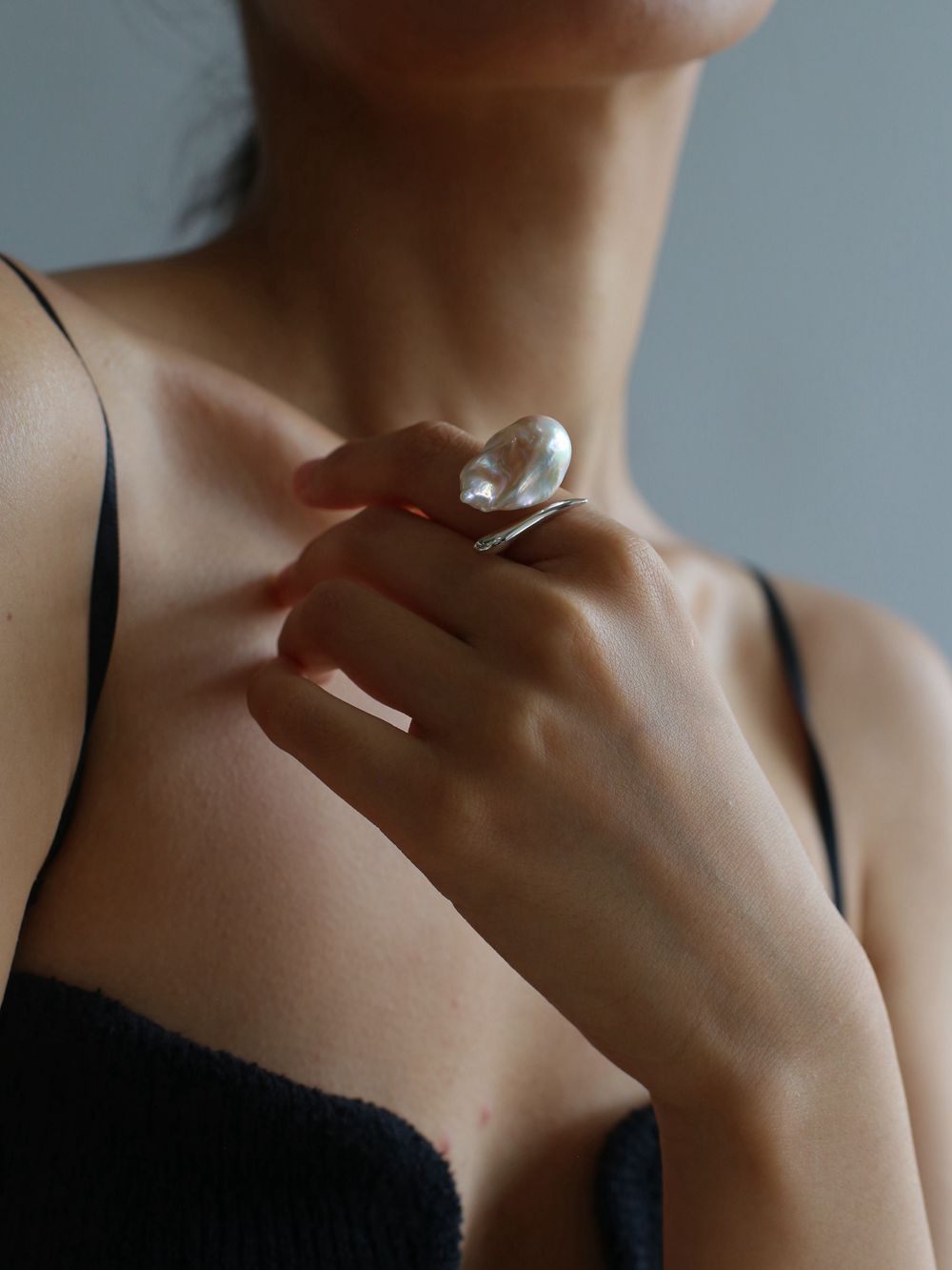 Large Baroque Pearl Open Ring - floysun