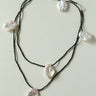 Large Petal Baroque Pearl Black Spinel Necklace - Five Pearls - floysun