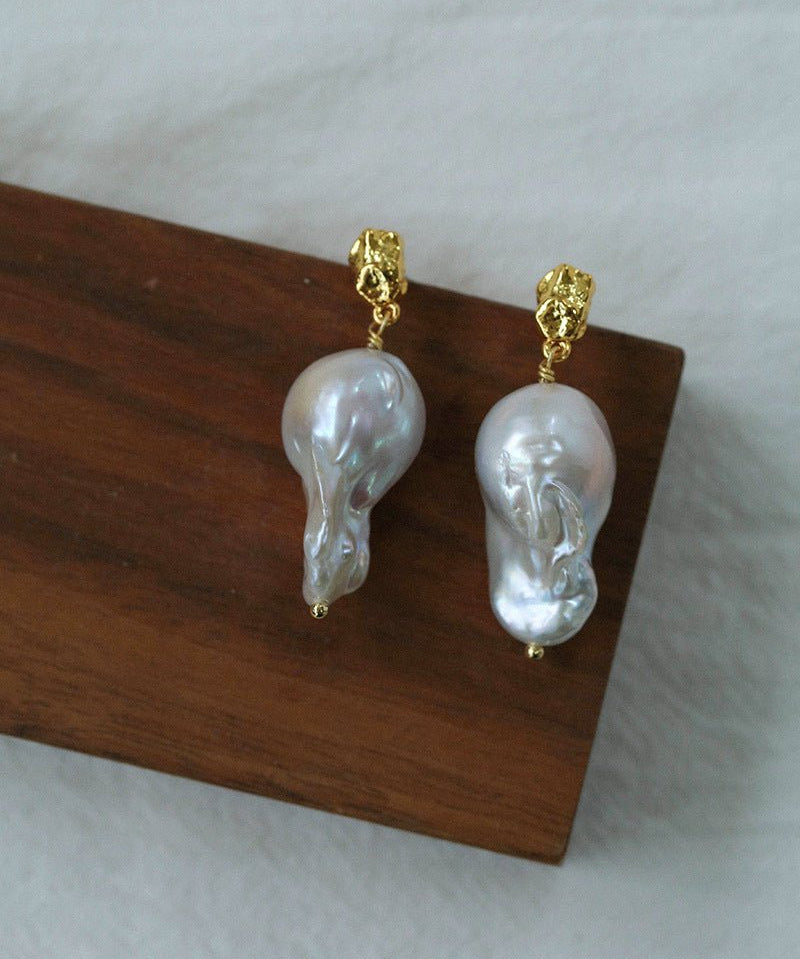 Lava Metal Baroque Pearl Drop Earrings - floysun