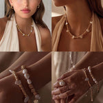 Lava Metal Fragment and Baroque Pearl Beaded Bracelet - floysun