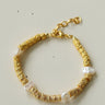 Lava Metal Fragment and Baroque Pearl Beaded Bracelet - floysun