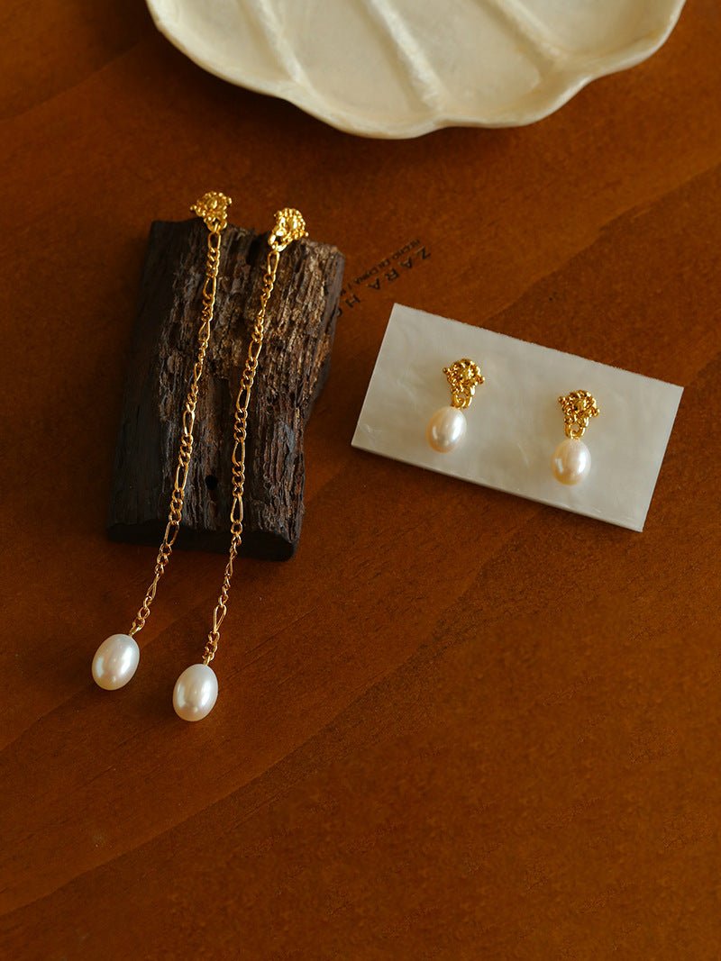 Lava Series Oval Pearl Earrings - floysun