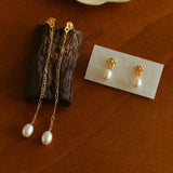 Lava Series Oval Pearl Earrings - floysun